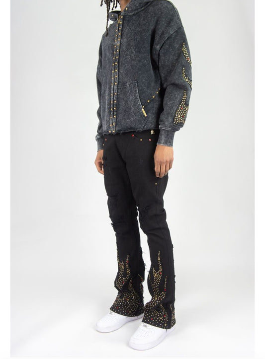 BLACK INFERNO STACKED DENIM