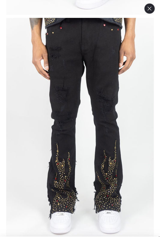 BLACK INFERNO STACKED DENIM